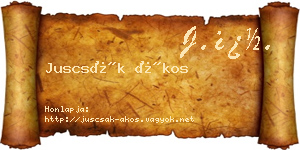 Juscsák Ákos névjegykártya